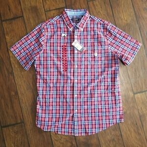 Chaps Men's Plaid Shirt in Red and Blue